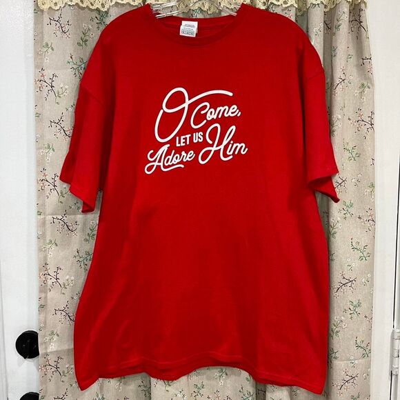 Delta-pro-weight Women's Red T-shirt XL Christmas Christian Short sleeve - Picture 1 of 3